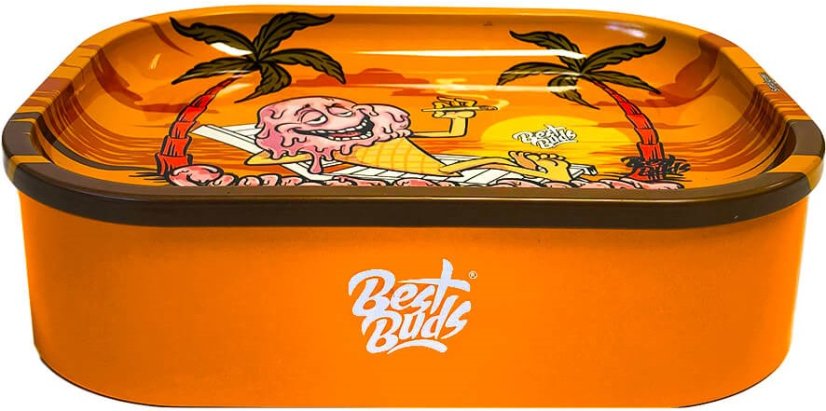 Best Buds Thin Box Rolling Tray med opbevaring – Sunset Sherbet