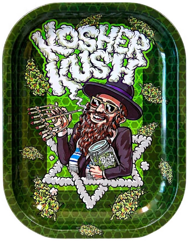 Best Buds Kosher Kush Metal Rolling Tray Small – 14 × 18 cm