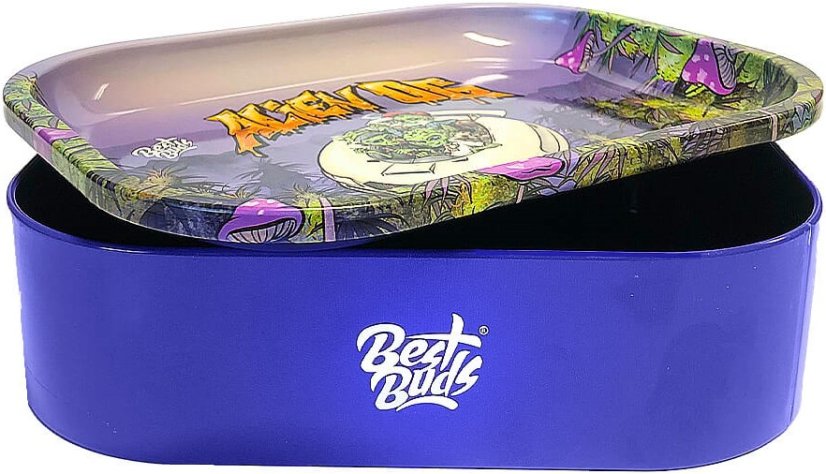 Best Buds Thin Box Rolling Tray med beholder – Alien OG