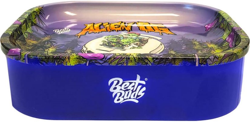 Best Buds Thin Box Rolling Tray med beholder – Alien OG