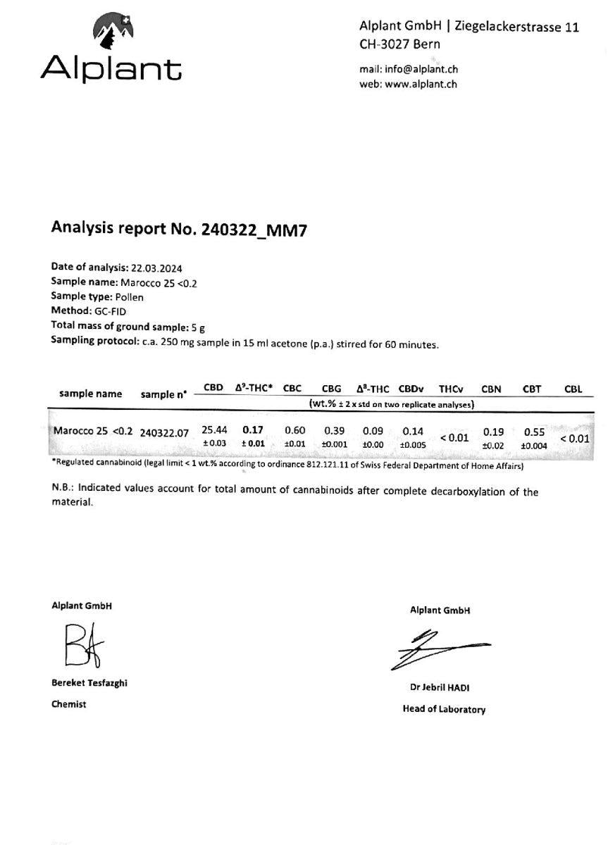 Marocco CBD Hash CBD: 25,44%