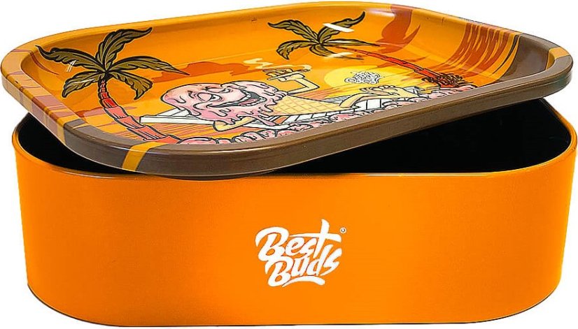 Best Buds Thin Box Rolling Tray med opbevaring – Sunset Sherbet
