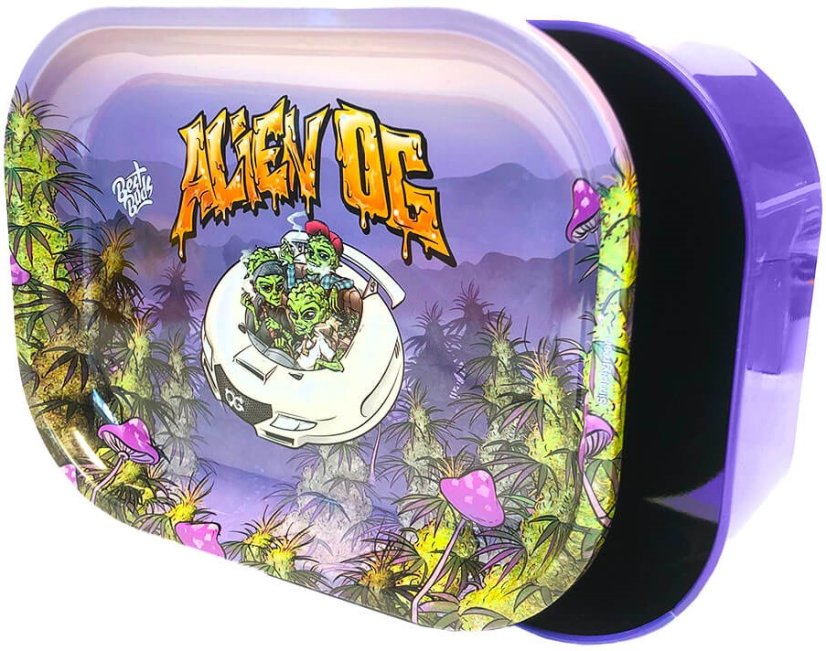 Best Buds Thin Box Rolling Tray med beholder – Alien OG